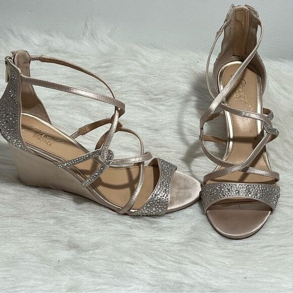Jewel Badgley Mischka Pink Rhinestone/Crystal Wedge‎ Heel -- 7 - Picture 4 of 13